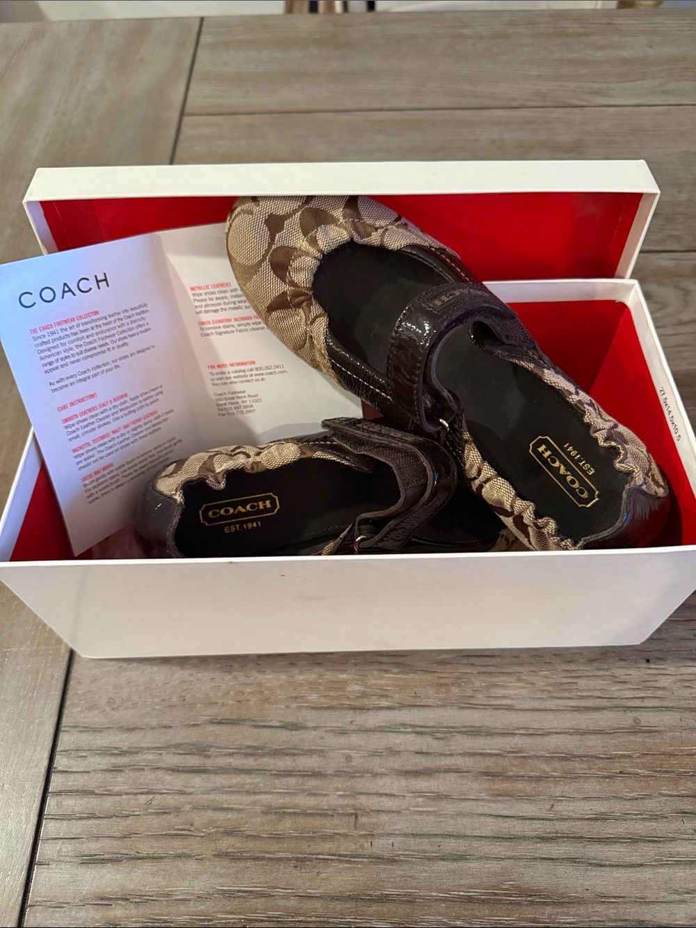 Coach Brown and Cream Monogram Ballet Flats